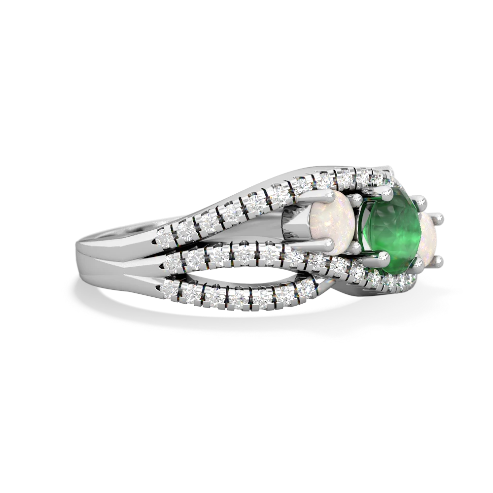 Emerald Three Stone Aurora 14K White Gold ring R3080