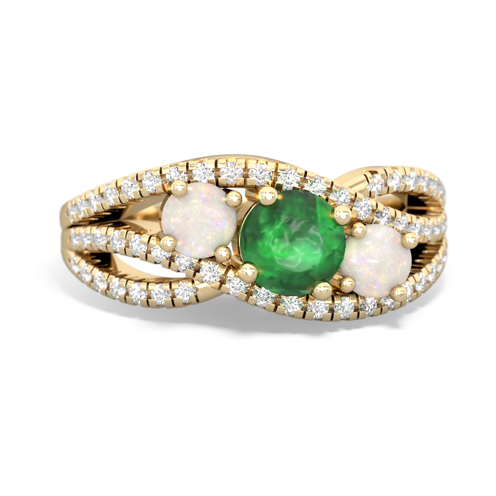 Emerald Three Stone Aurora 14K Yellow Gold ring R3080