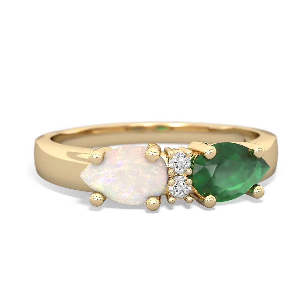 Emerald Pear Bowtie 14K Yellow Gold ring R0865