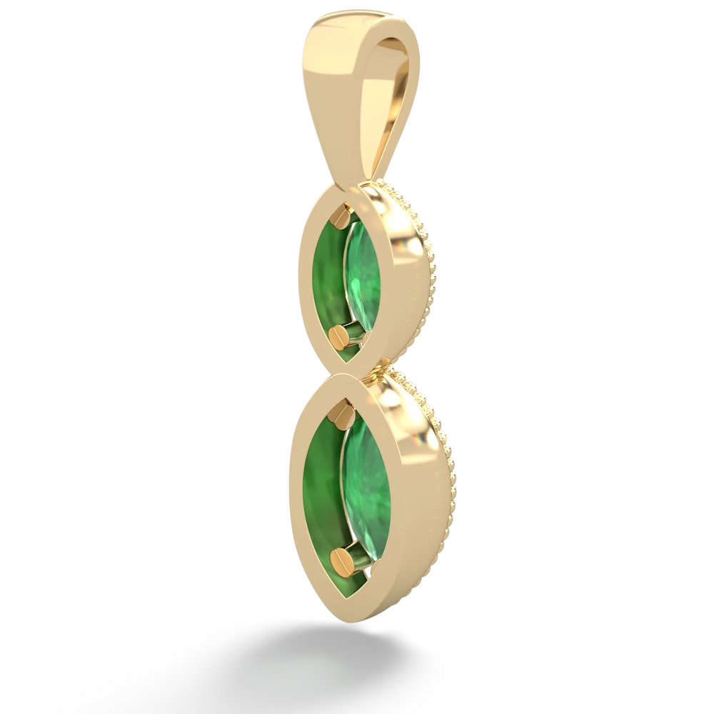 Emerald Antique-Style Halo 14K Yellow Gold pendant P5700