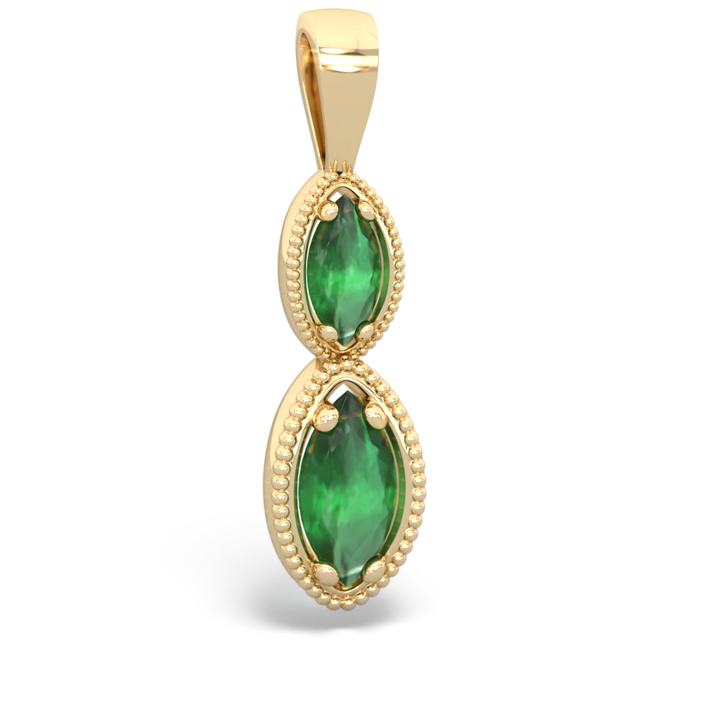 Emerald Antique-Style Halo 14K Yellow Gold pendant P5700