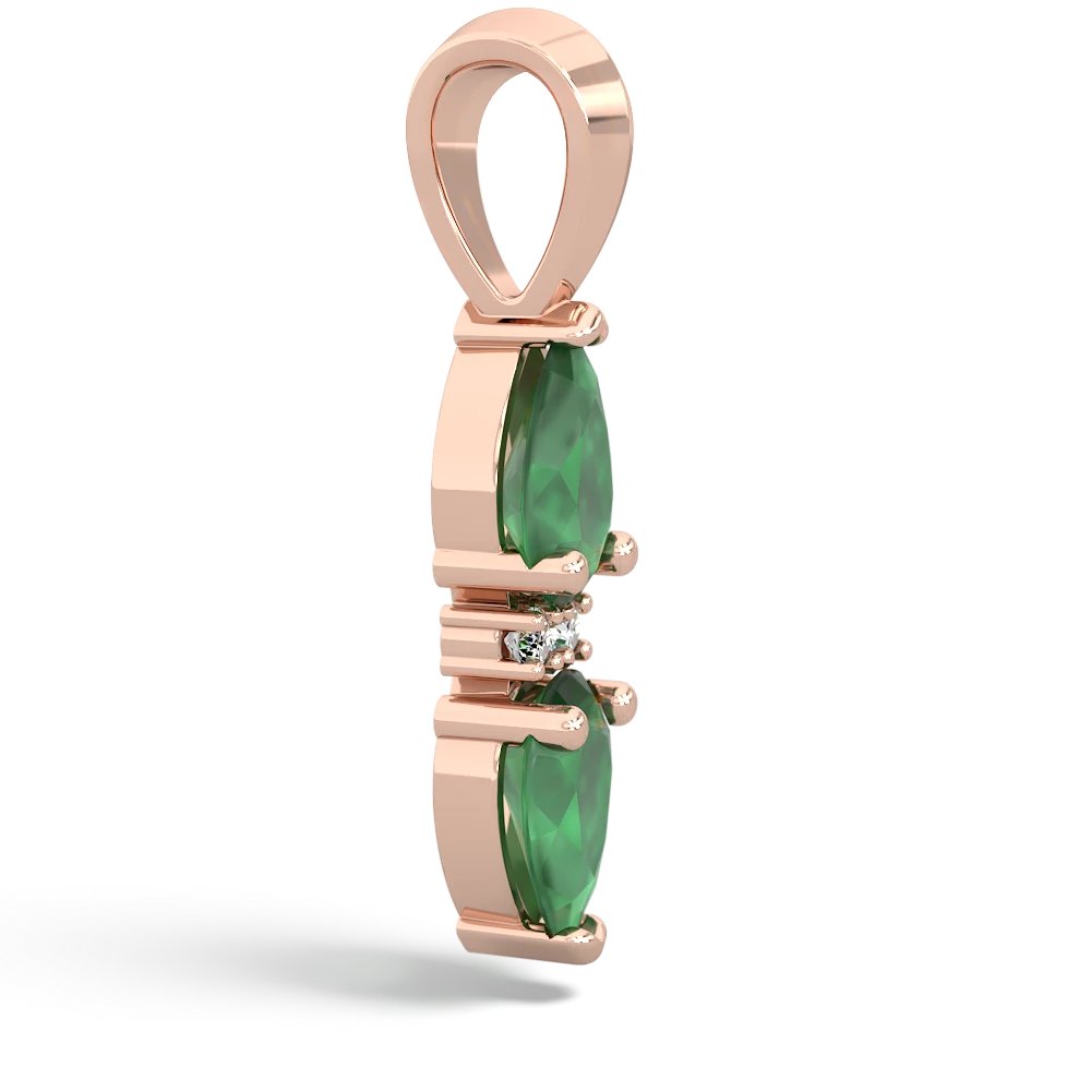 Emerald Bowtie Drop 14K Rose Gold pendant P0865