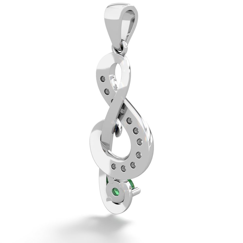 Emerald G-Clef Music 14K White Gold pendant P5830