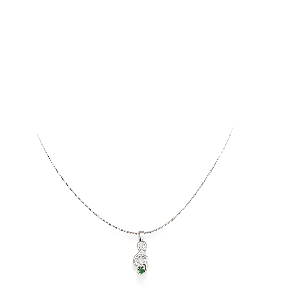 Emerald G-Clef Music 14K White Gold pendant P5830