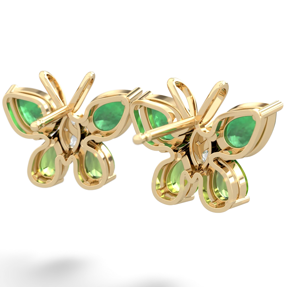 Emerald Butterfly 14K Yellow Gold earrings E2215