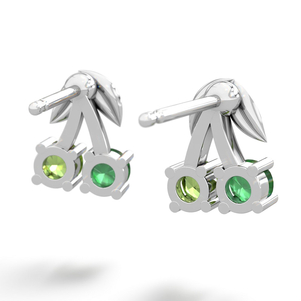 Emerald Sweet Cherries 14K White Gold earrings E7001