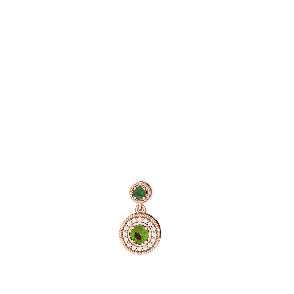 Emerald Halo Dangle 14K Rose Gold earrings E5319