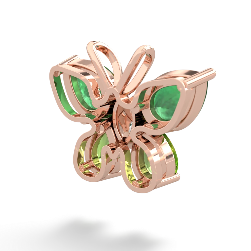 Emerald Butterfly 14K Rose Gold pendant P2215