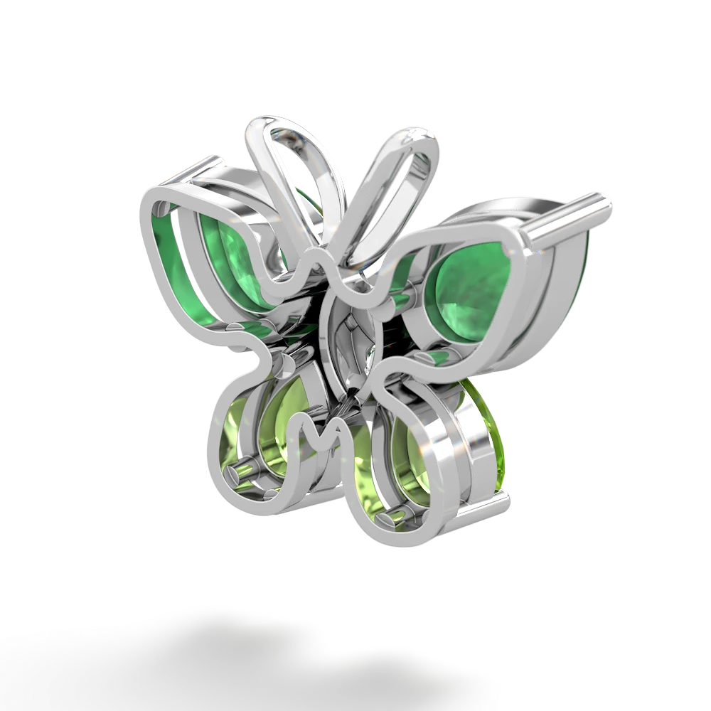 Emerald Butterfly 14K White Gold pendant P2215