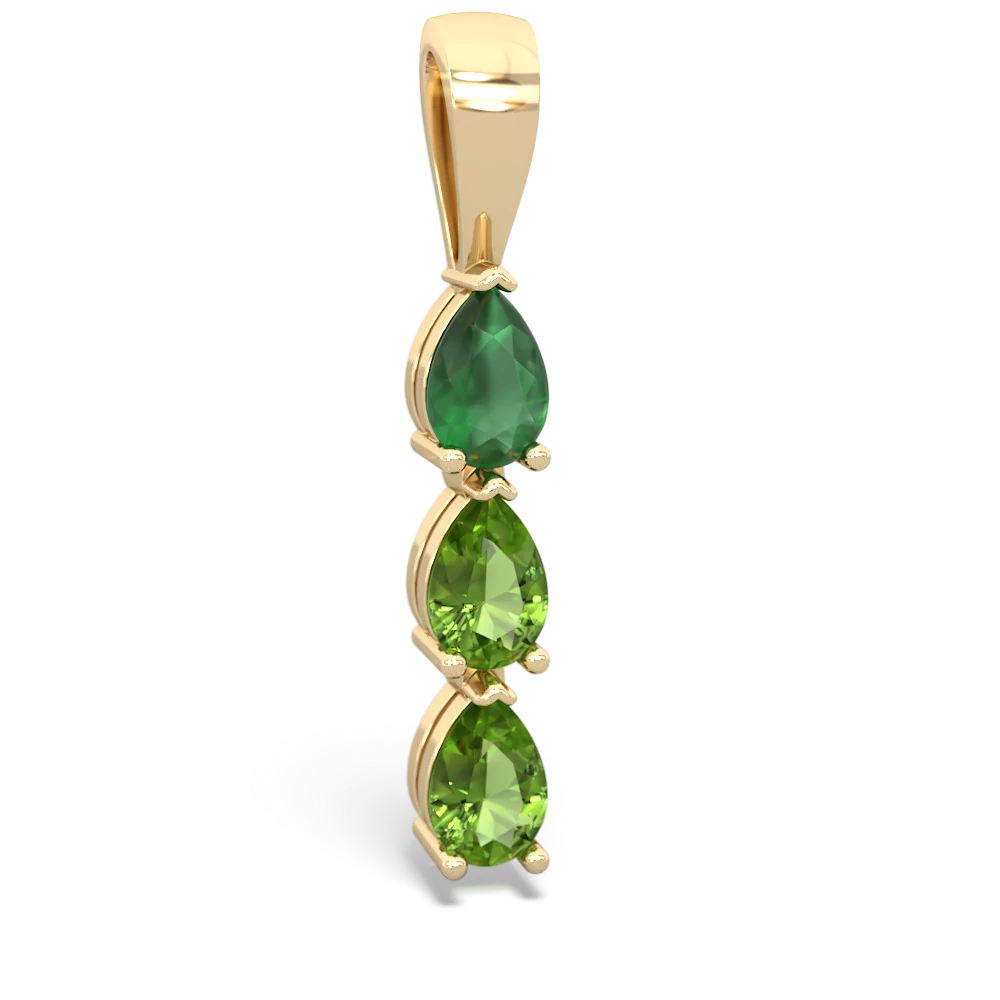 Emerald Dew Drops 14K Yellow Gold pendant P2251