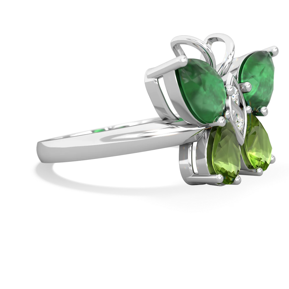 Emerald Butterfly 14K White Gold ring R2215