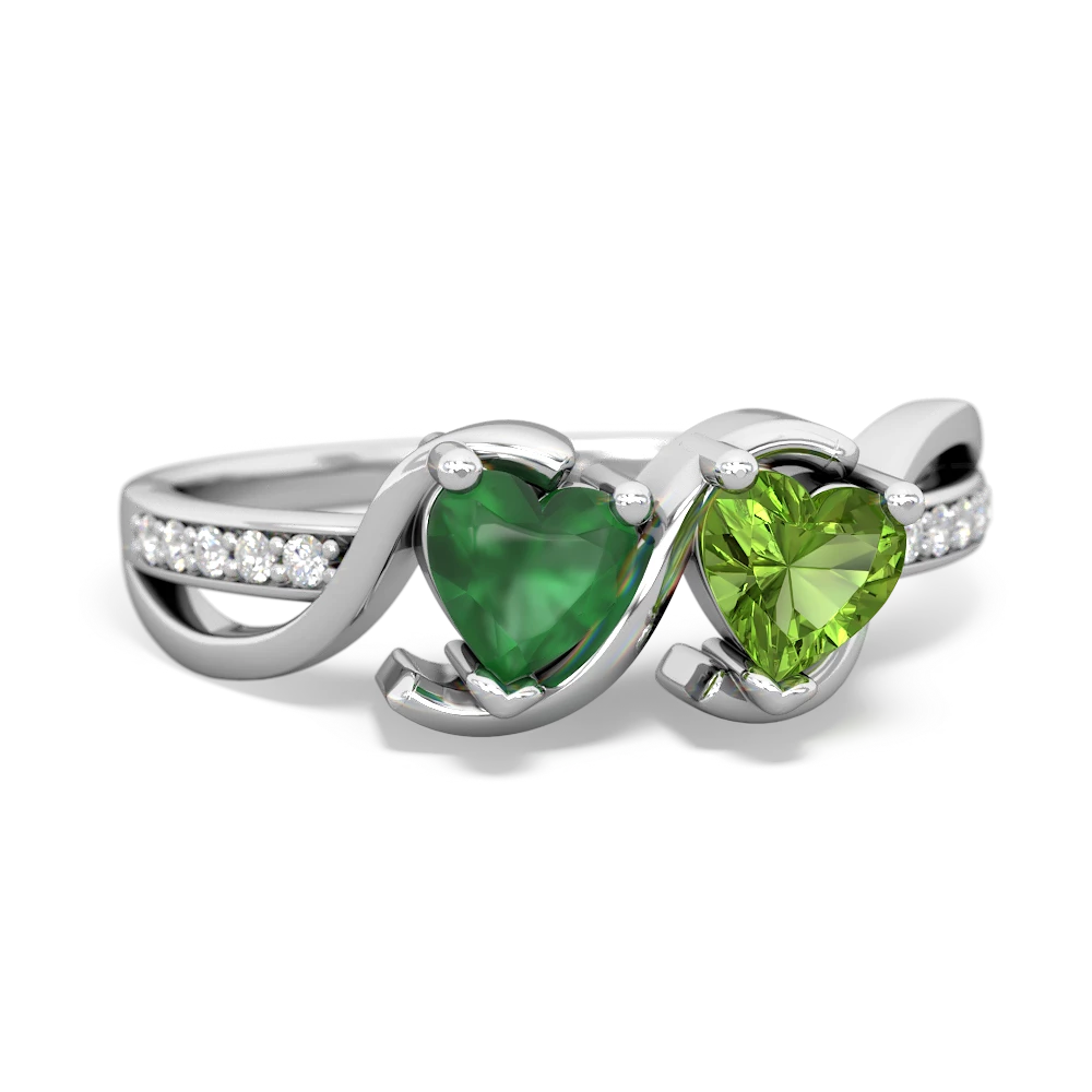 Emerald Side By Side 14K White Gold ring R3090