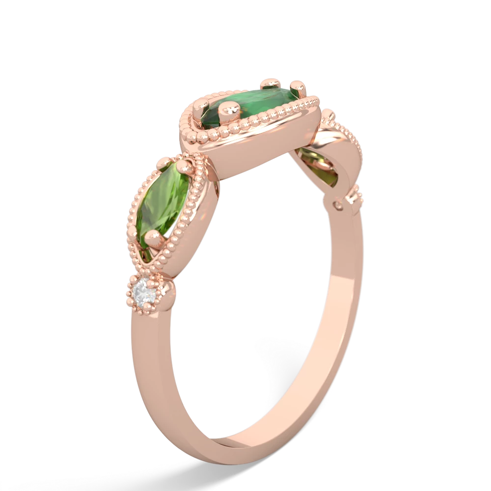 Emerald Milgrain Marquise 14K Rose Gold ring R5700