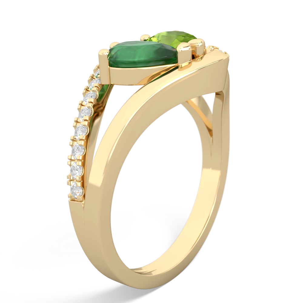 Emerald Nestled Heart Keepsake 14K Yellow Gold ring R5650