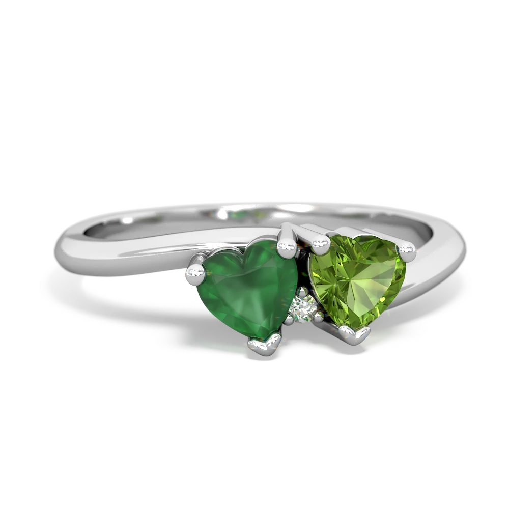 Emerald Sweethearts 14K White Gold ring R5260