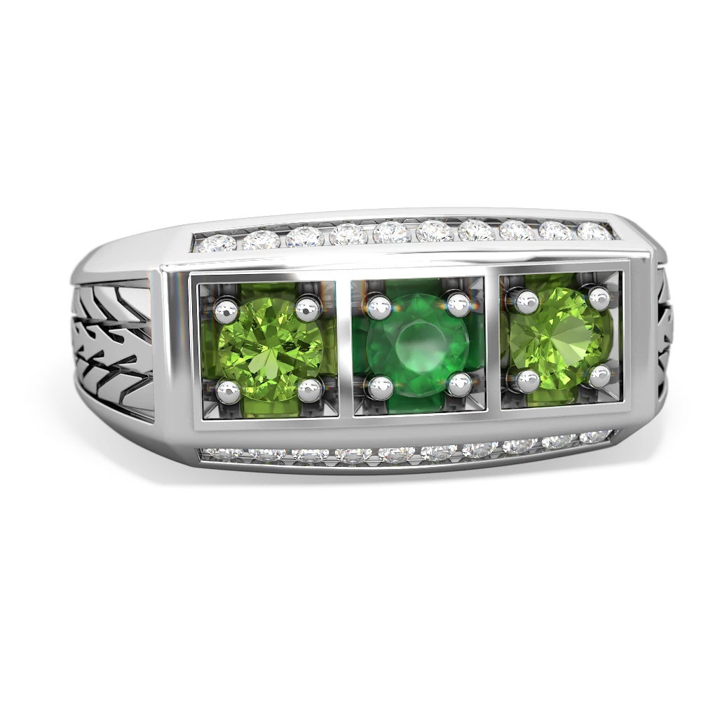 emerald peridot three stone ring 0520r white gold