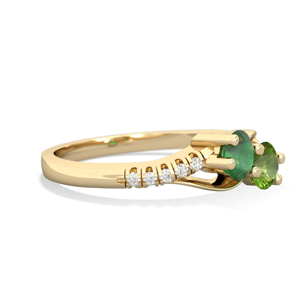 Emerald Infinity Pave Two Stone 14K Yellow Gold ring R5285