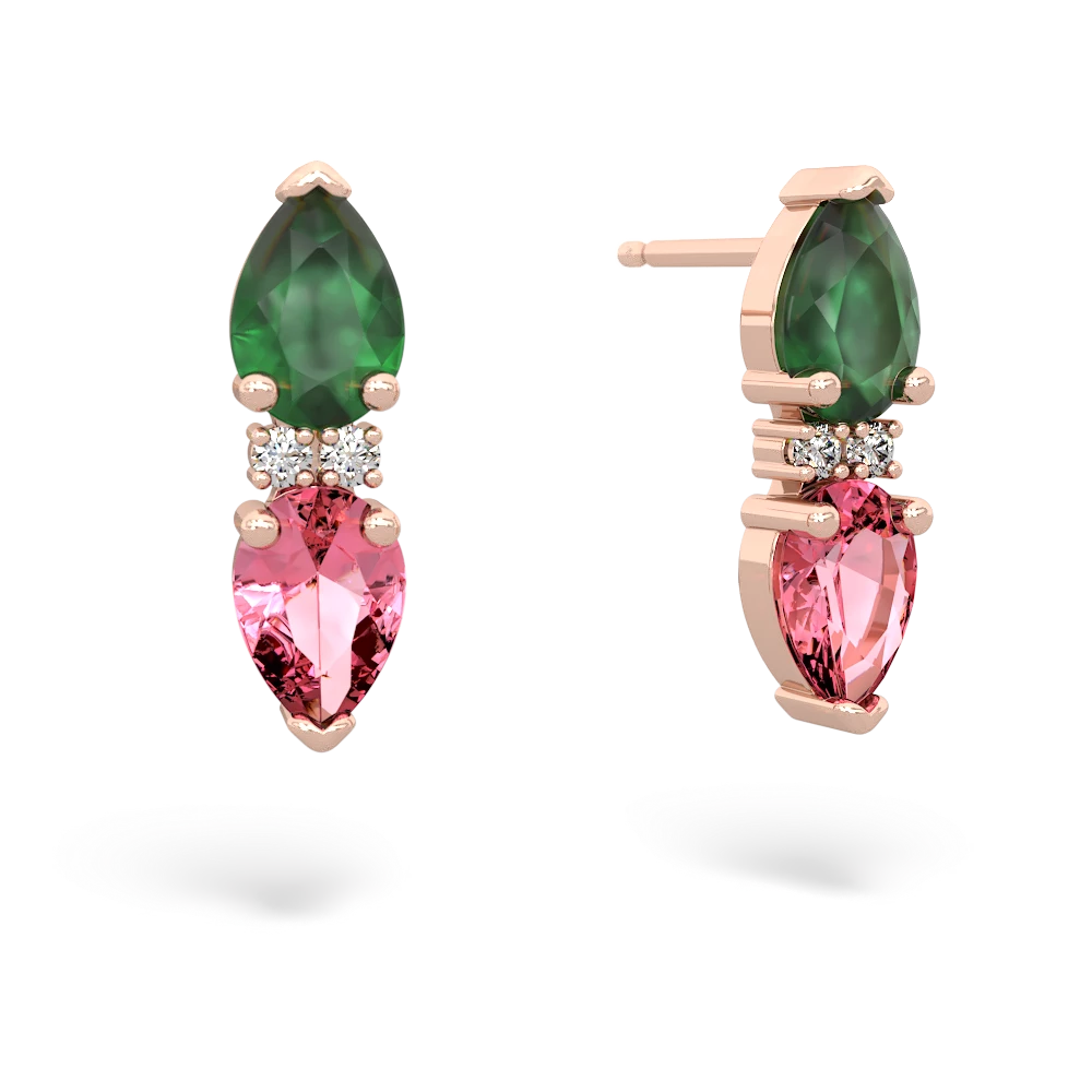 Emerald Bowtie Drop 14K Rose Gold earrings E0865