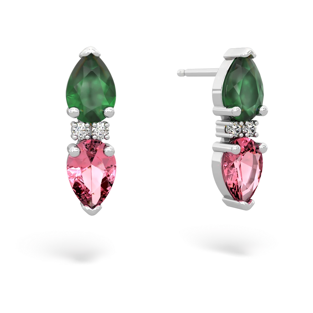 Emerald Bowtie Drop 14K White Gold earrings E0865