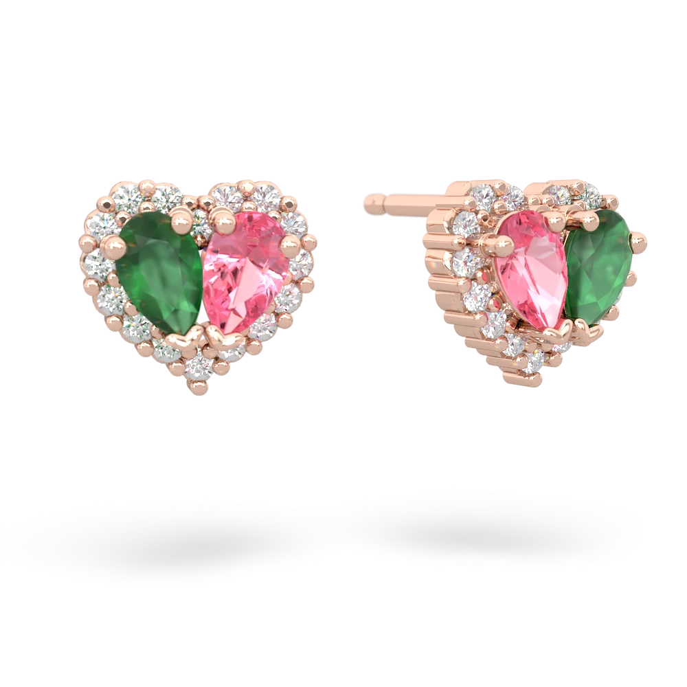 Emerald Halo 14K Rose Gold earrings E7008