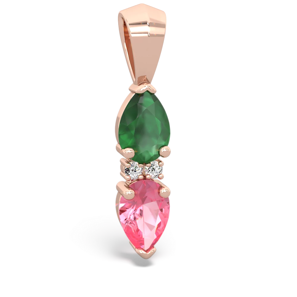 Emerald Bowtie Drop 14K Rose Gold pendant P0865