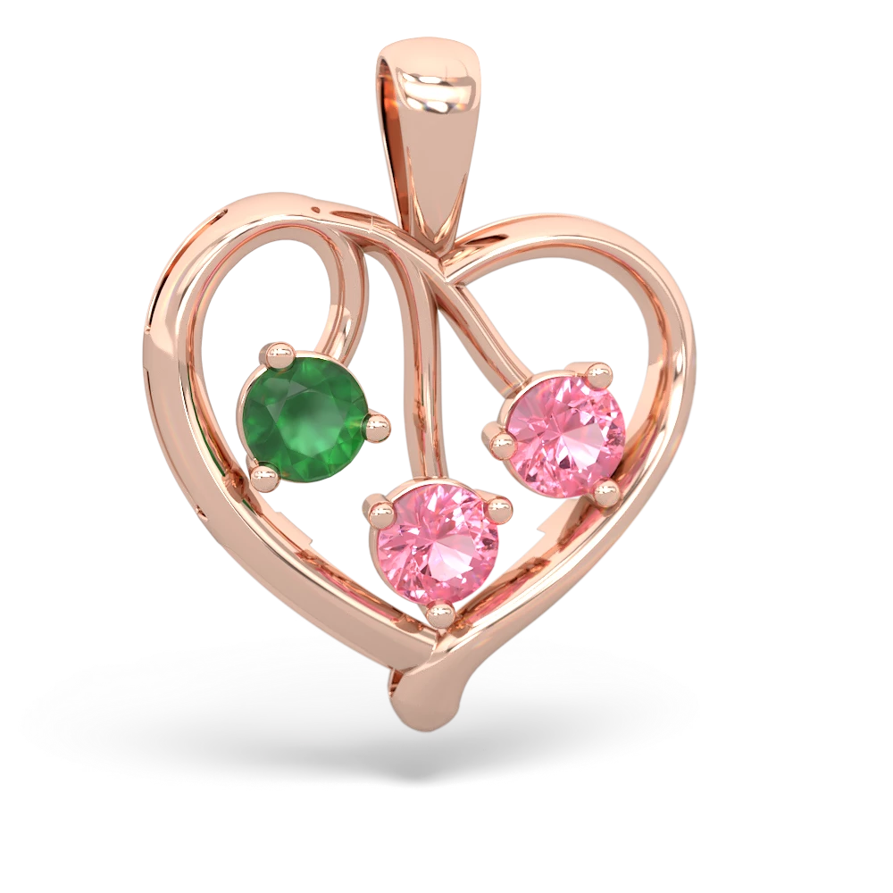 Emerald Glowing Heart 14K Rose Gold pendant P2233