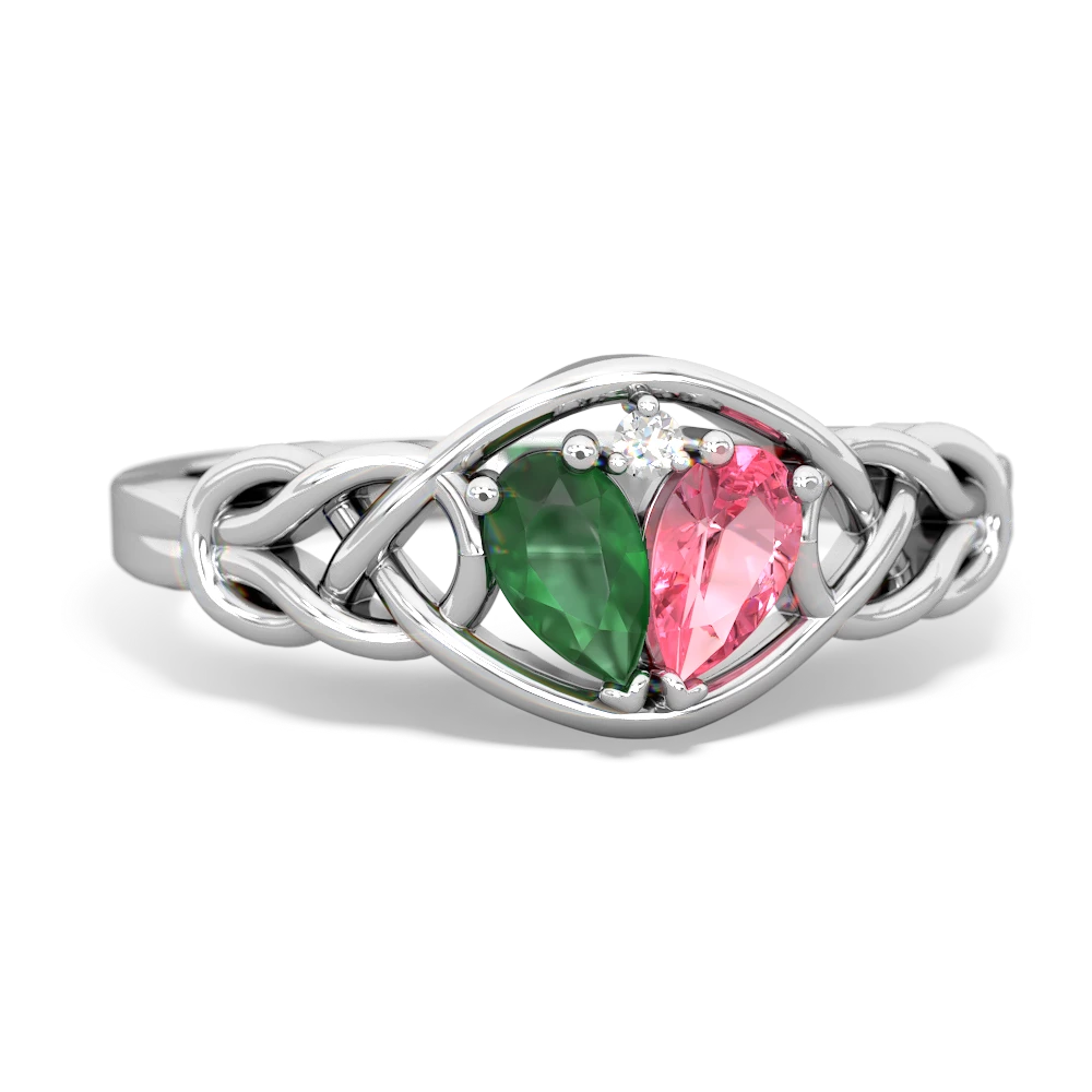 Emerald Celtic Love Knot 14K White Gold ring R5420