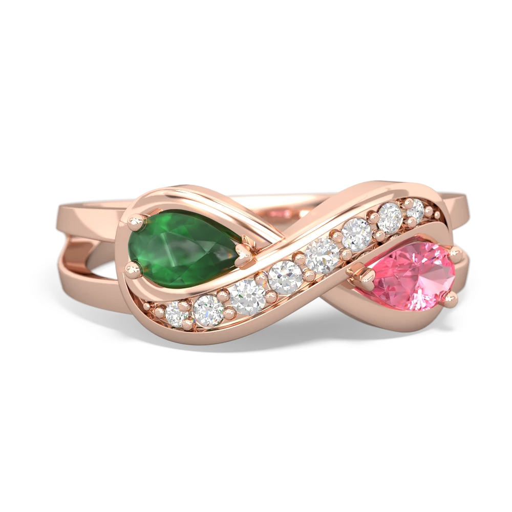 Emerald Diamond Infinity 14K Rose Gold ring R5390