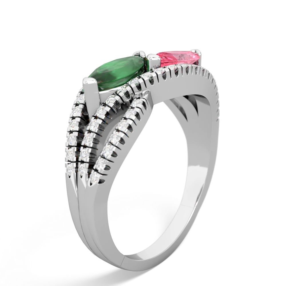 Emerald Diamond Rivers 14K White Gold ring R3070