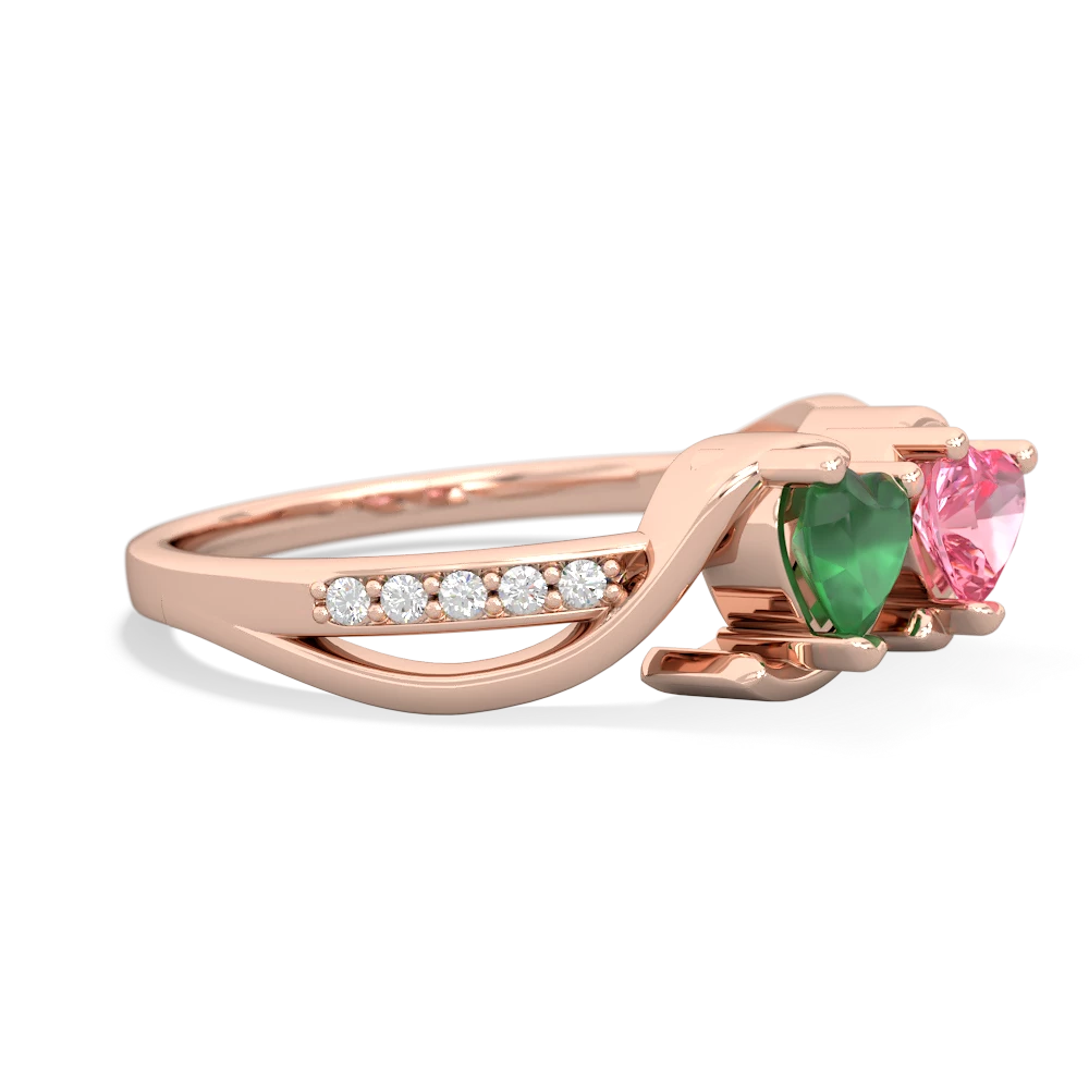 Emerald Side By Side 14K Rose Gold ring R3090