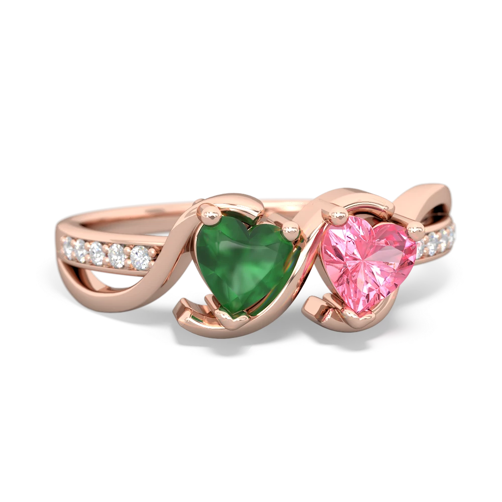 Emerald Side By Side 14K Rose Gold ring R3090