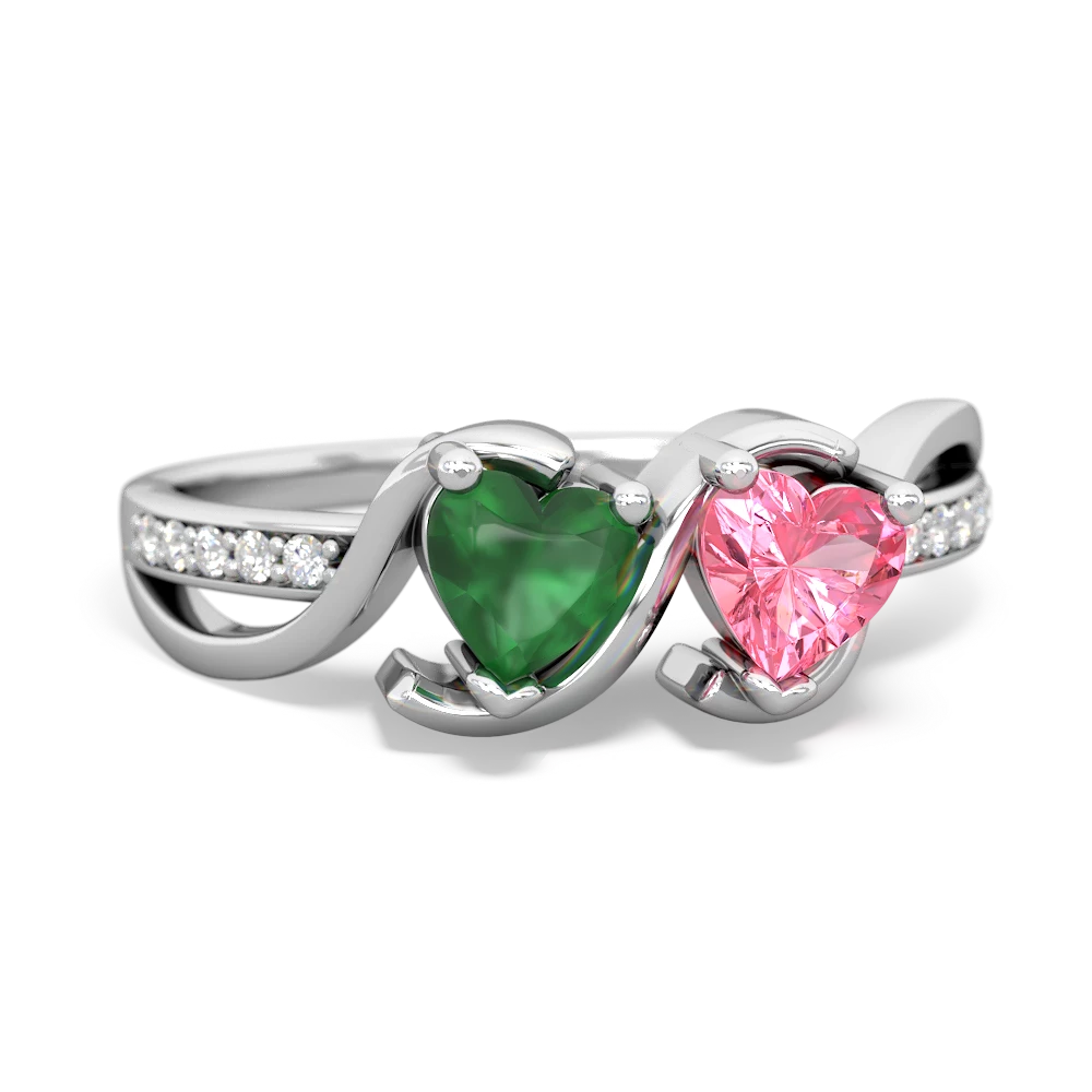 Emerald Side By Side 14K White Gold ring R3090