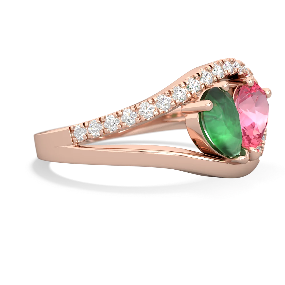 Emerald Nestled Heart Keepsake 14K Rose Gold ring R5650