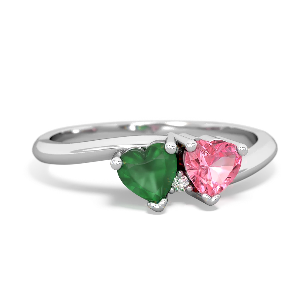 Emerald Sweethearts 14K White Gold ring R5260