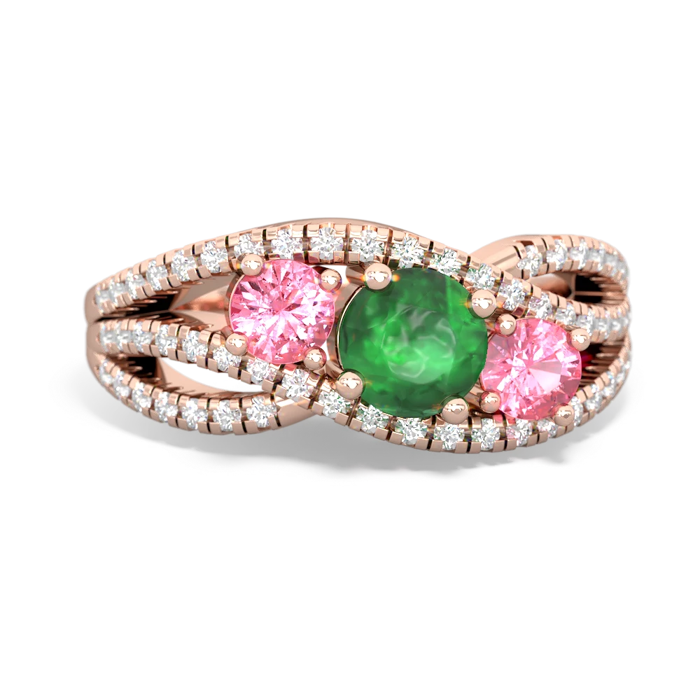 Emerald Three Stone Aurora 14K Rose Gold ring R3080