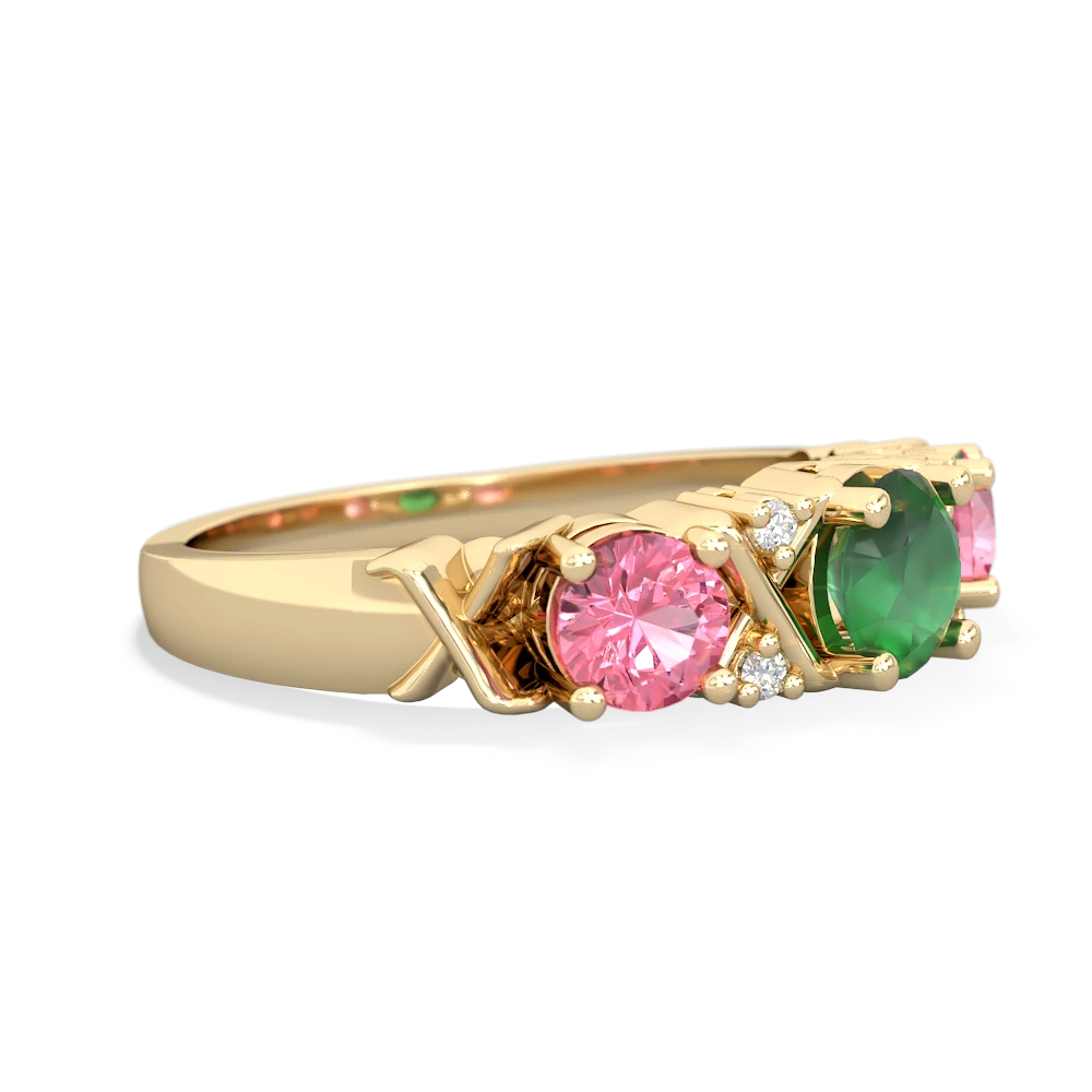 Emerald Hugs And Kisses 14K Yellow Gold ring R5016