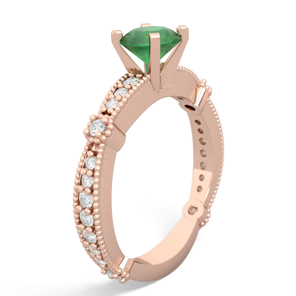 Emerald Sparkling Tiara 6Mm Round 14K Rose Gold ring R26296RD