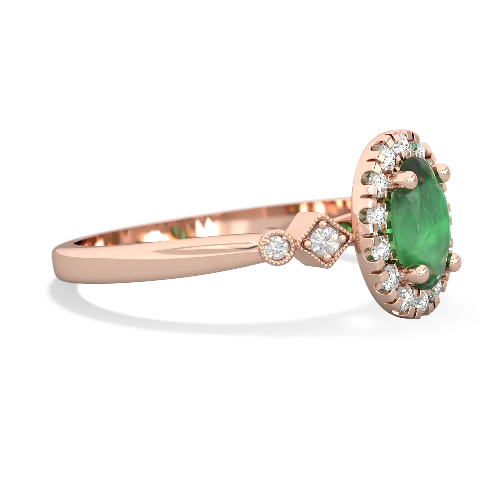 Emerald Antique-Style Halo 14K Rose Gold ring R5720