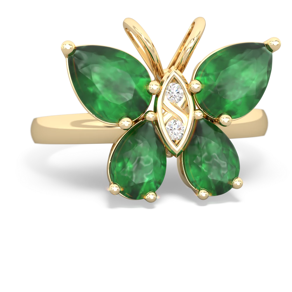 Emerald Butterfly 14K Yellow Gold ring R2215