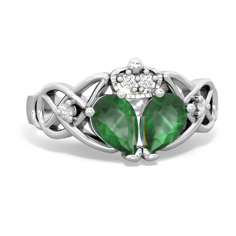 Emerald claddagh ring sales white gold