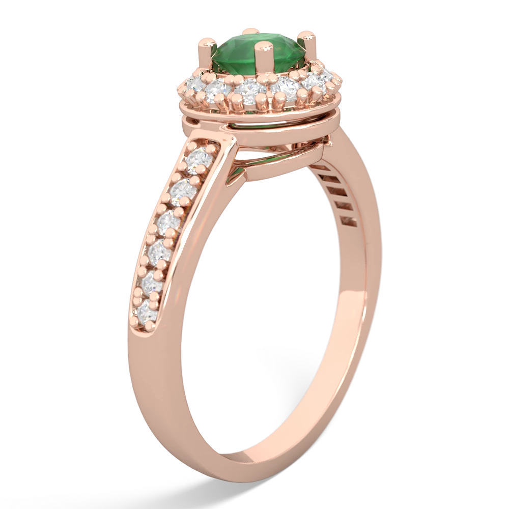 Emerald Diamond Halo 14K Rose Gold ring R5370