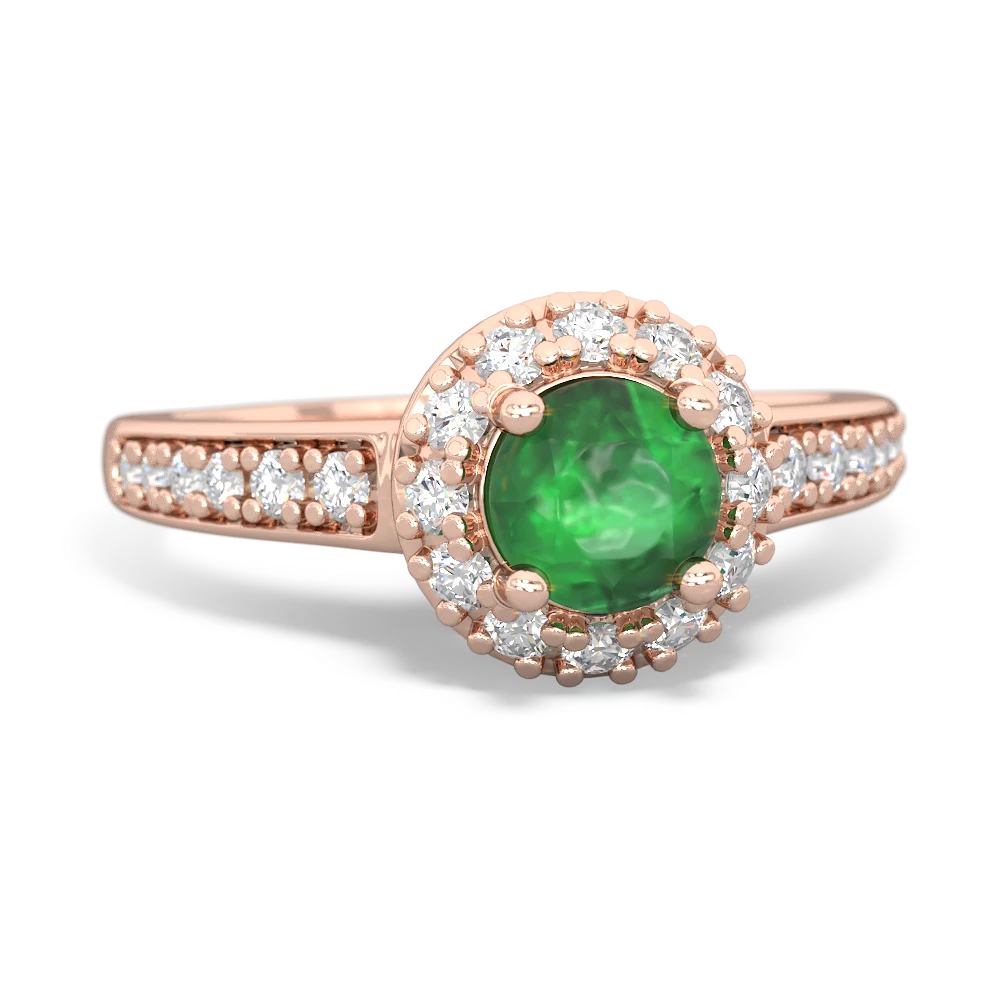 Emerald Diamond Halo 14K Rose Gold ring R5370