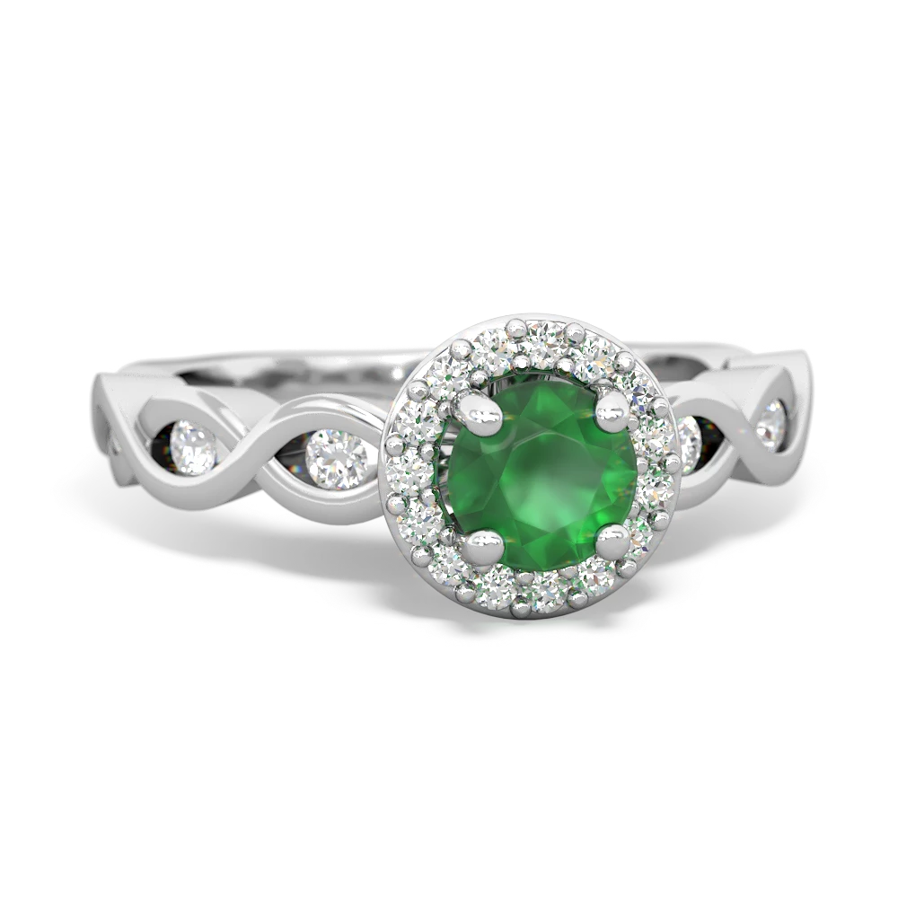 Emerald Infinity Halo Engagement 14K White Gold ring R26315RH