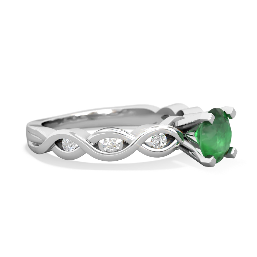 Emerald Infinity 6Mm Round Engagement 14K White Gold ring R26316RD