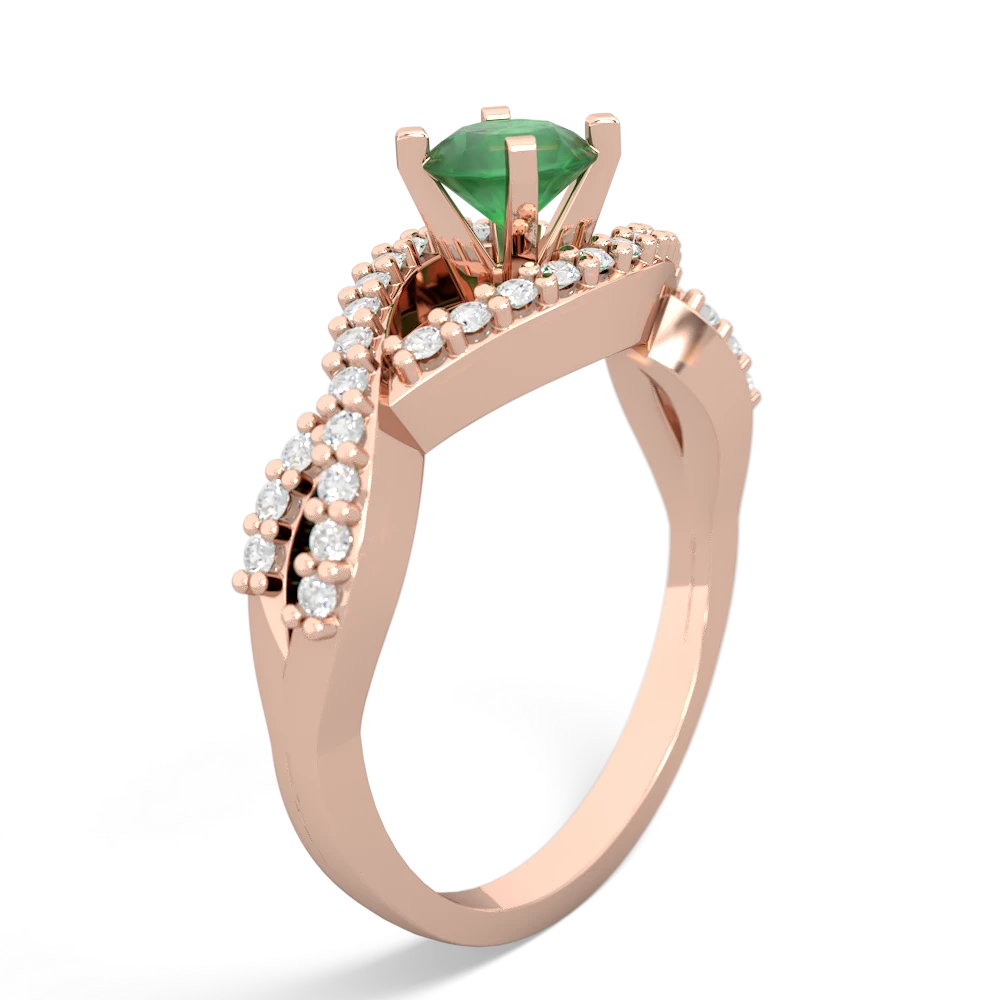 Emerald Diamond Twist 5Mm Round Engagment  14K Rose Gold ring R26405RD