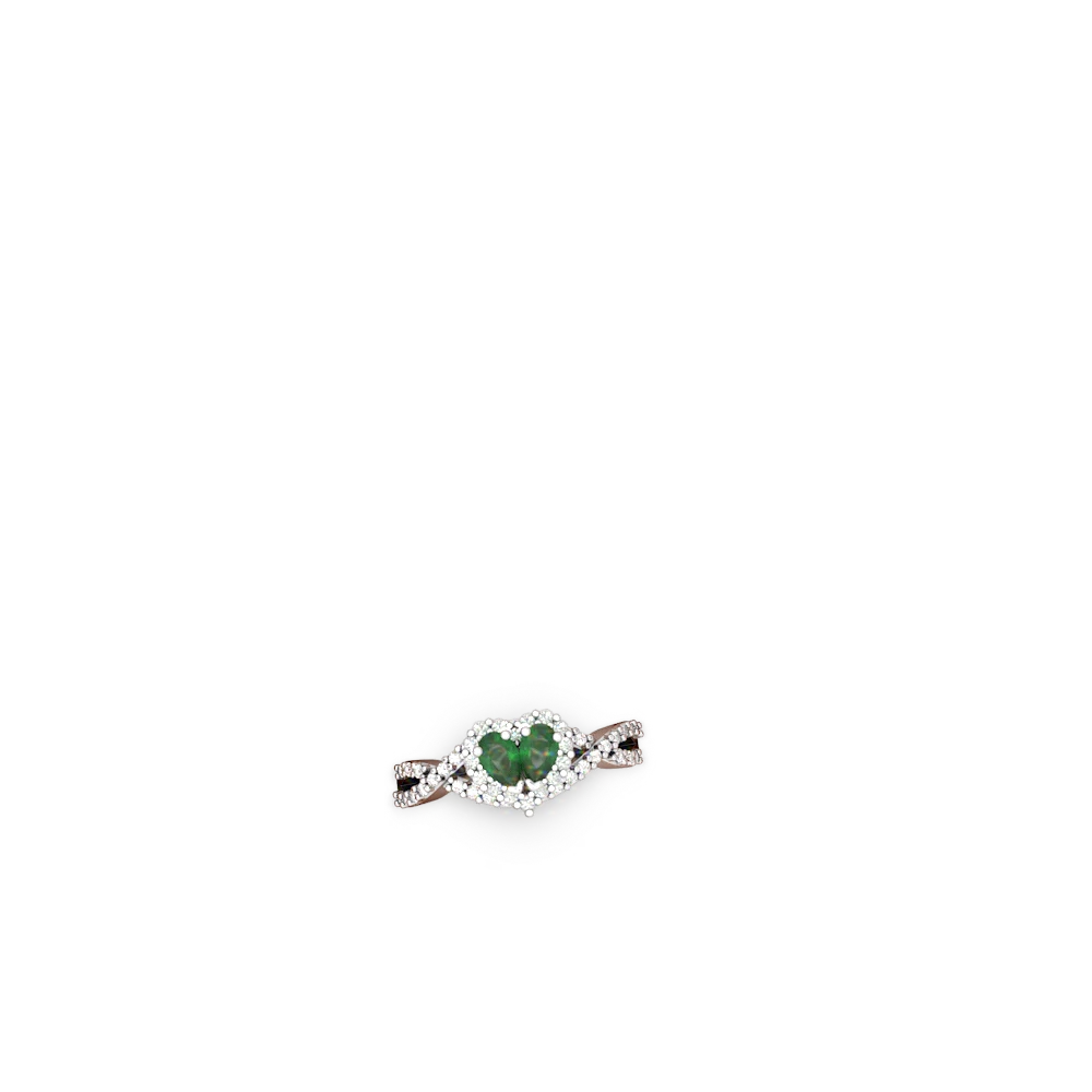 Emerald Diamond Twist 'One Heart' 14K White Gold ring R2640HRT