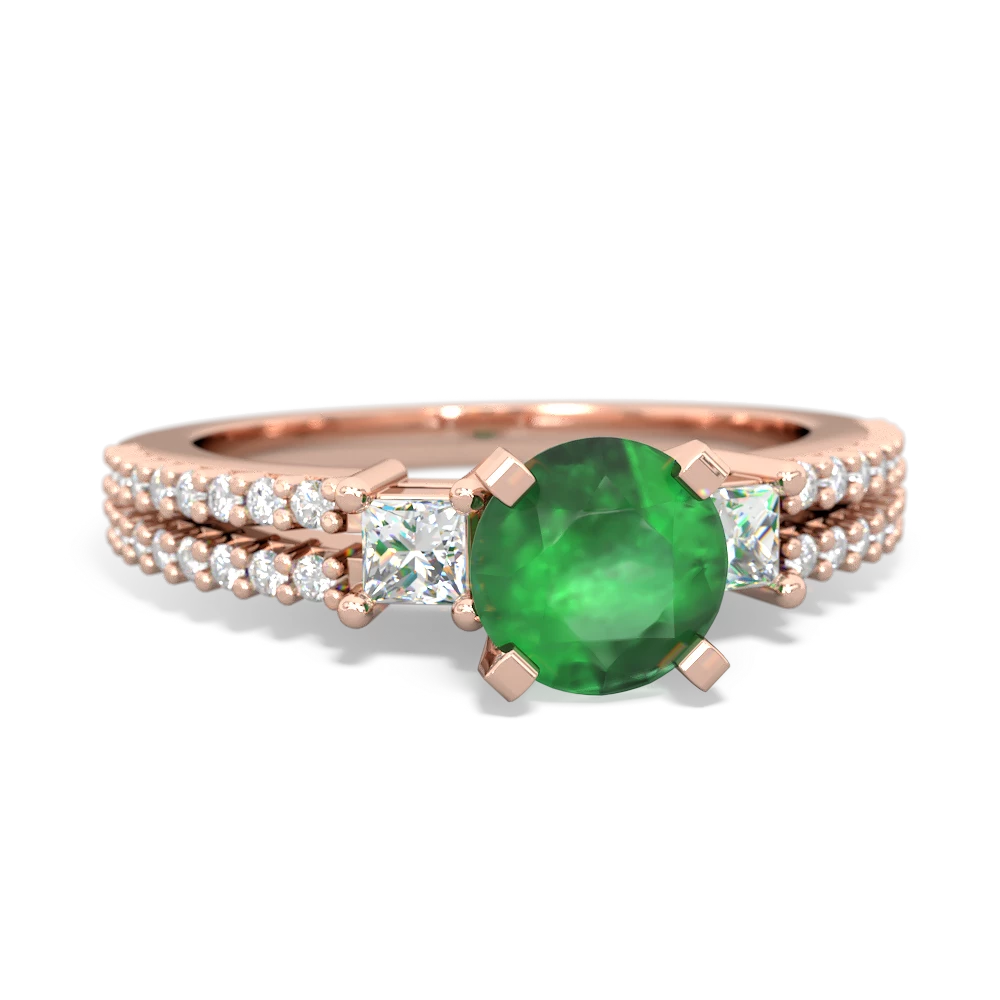 Emerald Classic 6Mm Round Engagement 14K Rose Gold ring R26436RD