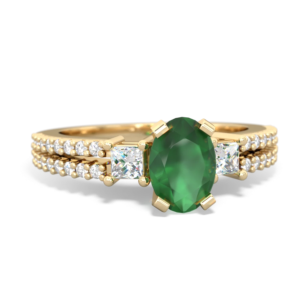 Emerald Classic 7X5mm Oval Engagement 14K Yellow Gold ring R26437VL