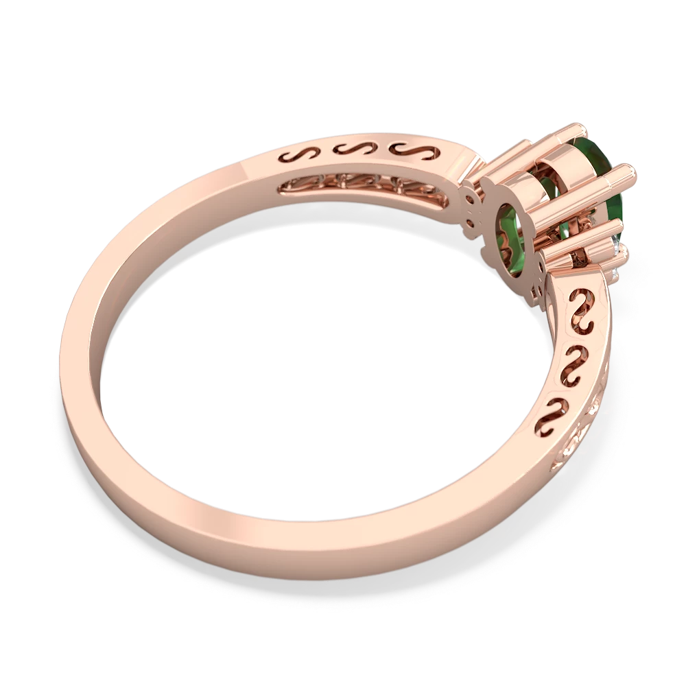 Emerald Filligree Scroll Oval 14K Rose Gold ring R0812