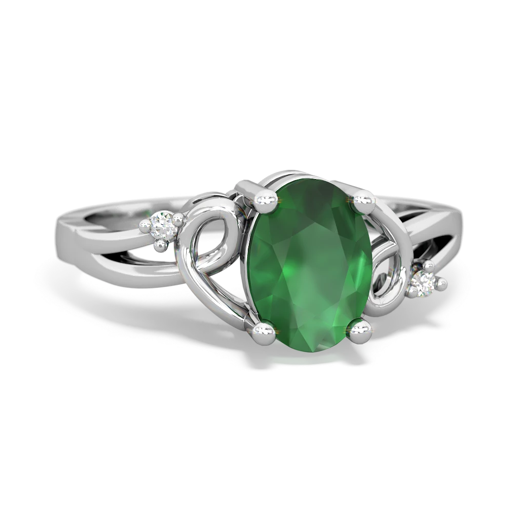 Emerald Swirls 14K White Gold ring R2347